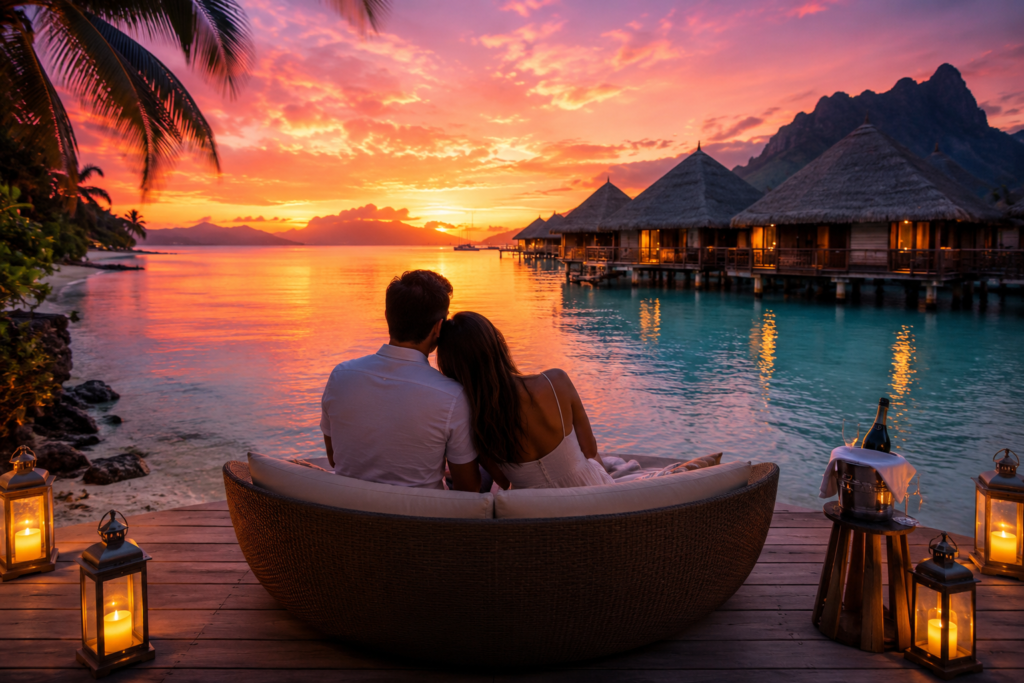 Romantic couple enjoying a honeymoon sunset in Manali Himachal Pradesh